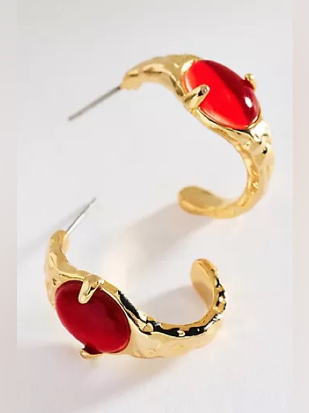 Anthropologie Mini Stone Hoop Earrings NWT